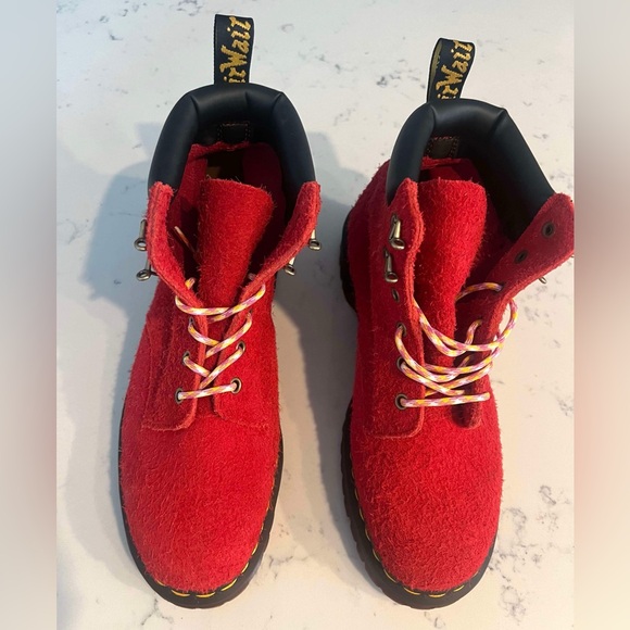 Dr.Martens Women’s 939 Ben Suede Red Padded Collar Lace Up Boots New - Picture 4 of 15